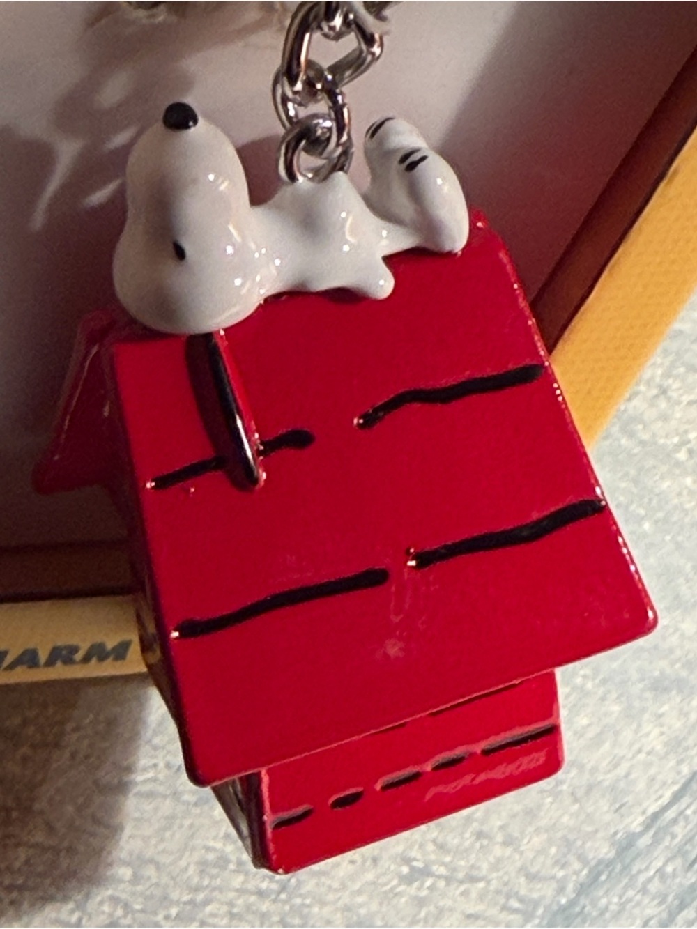 Peanuts Red Snoopy Doghouse Clip On Bag Charm with Silver Hardware. New - Picture 4 of 6